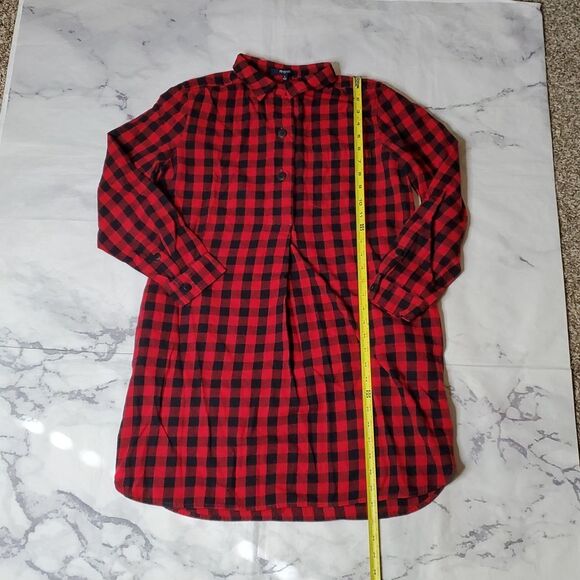Madewell Flannel Latitude Red and Black Plaid Shirt Dress - Picture 3 of 6
